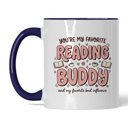 You’re My Favorite Reading Buddy doodle 11oz White Midnight Blue coffee mug