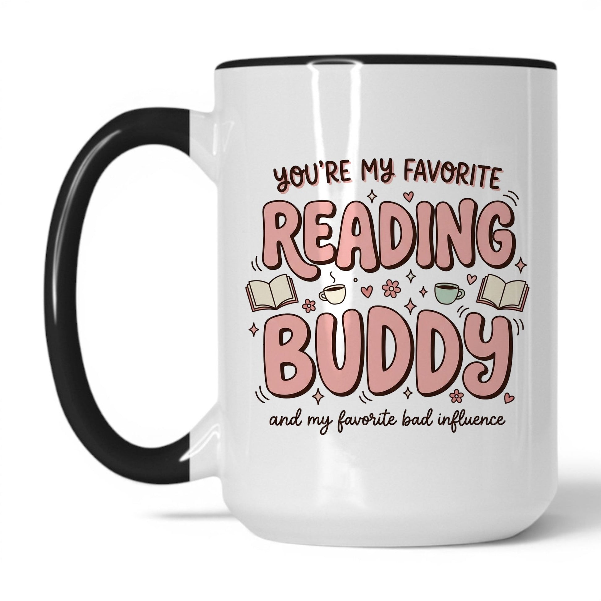 You’re My Favorite Reading Buddy doodle 15oz White Black coffee mug