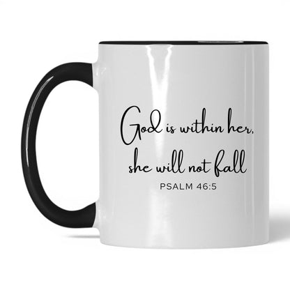 God Is Within Her Coffee Mug – 11oz   White Black Mug