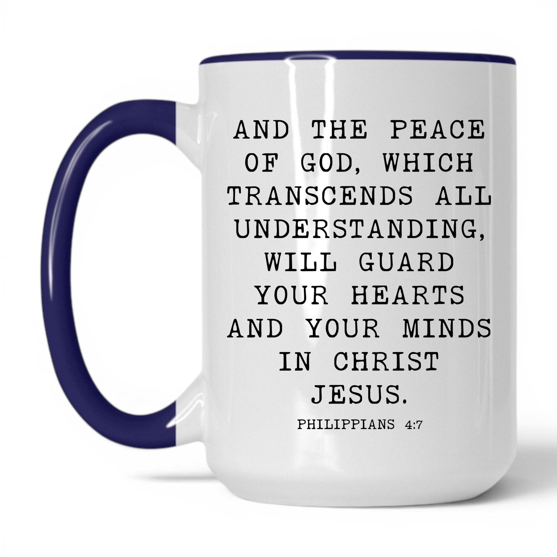 Peace of God Coffee Mug – 15oz White Midnight Blue Mug
