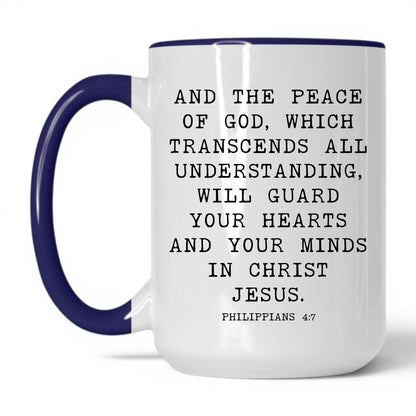 Peace of God Coffee Mug – 15oz White Midnight Blue Mug
